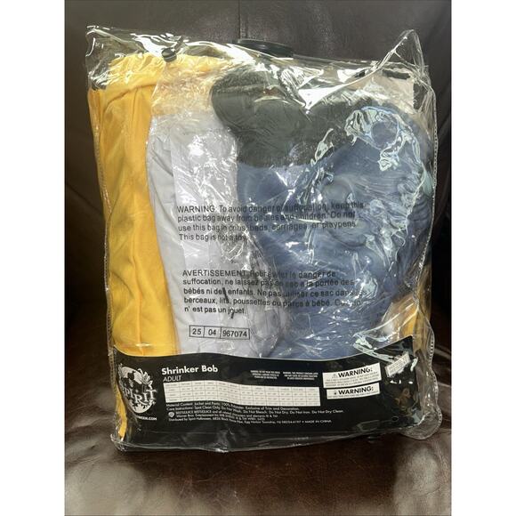 Spirit Halloween Large Adult Beetlejuice Shrinker Bob Costume Yellow Size XL NEW - Picture 4 of 5